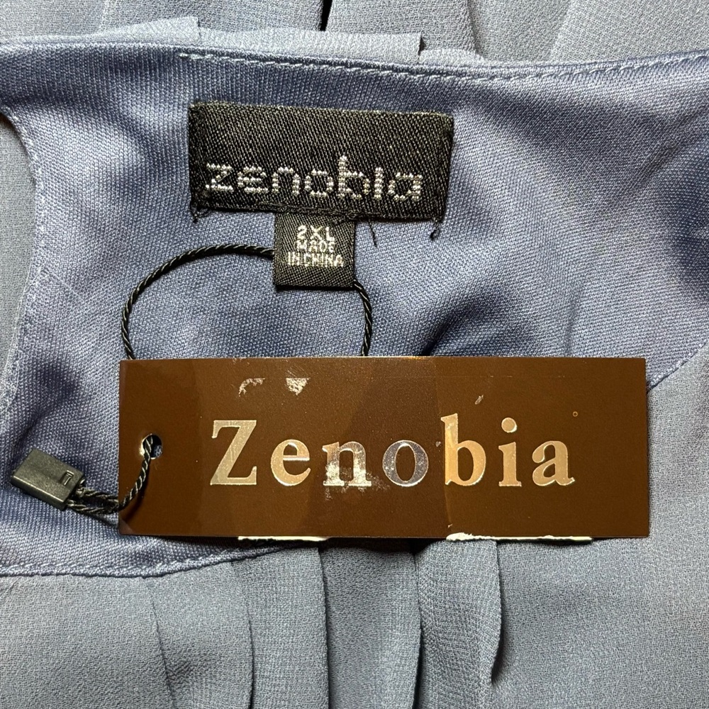 Zenobia Women’s Pleated Blouse 2XL Slate Blue - Picture 3 of 7